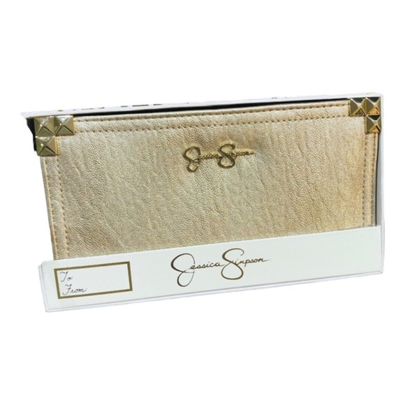 Jessica Simpson metallic clutch wristlet wallet new in box - Picture 2 of 14